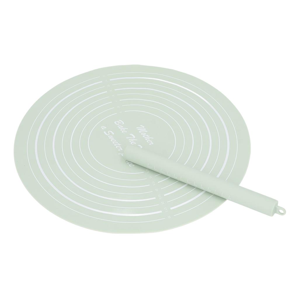 Dough Roller Set with Measurements Silicone Rolling Pin Non Stick Flour Mat for Home Kitchen Dessert Store