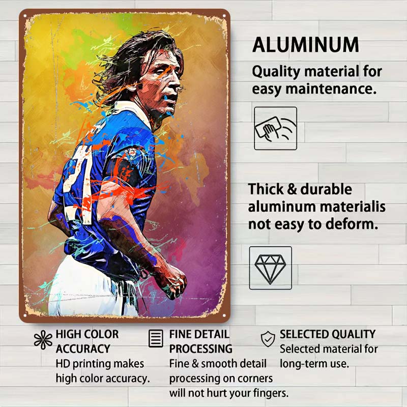 Андреа Пирло Футболист Металлические Постеры Настенное Искусство Фресок Металлическая Жестяная Табличка на Заказ для Украшения Стены Ретро Декор