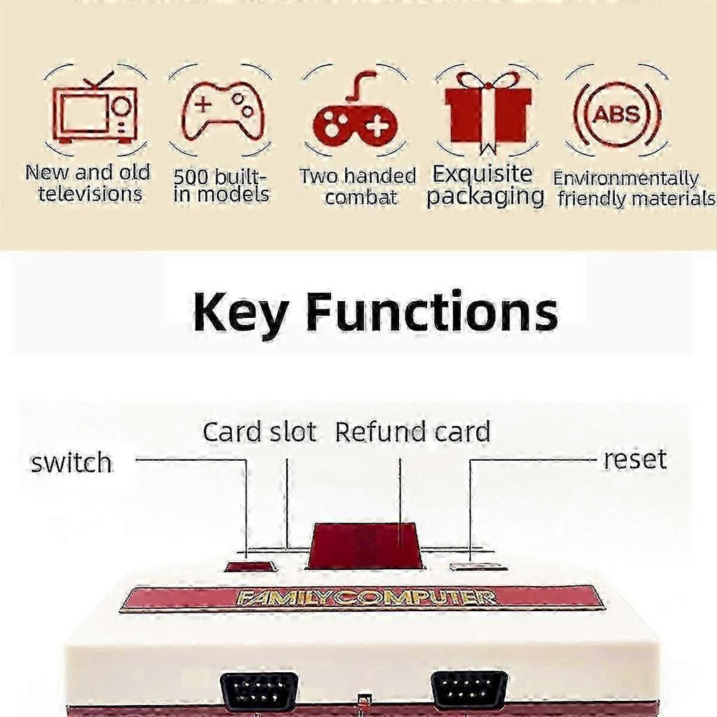 8 Bit Video Game Console Built in 500 Classic Games Family Computer TV Game Consola Support Game Box EU Plug