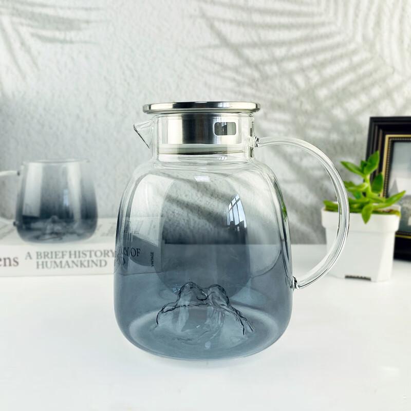 Grey Gradient Glass Cold Water Pitcher with Infuser