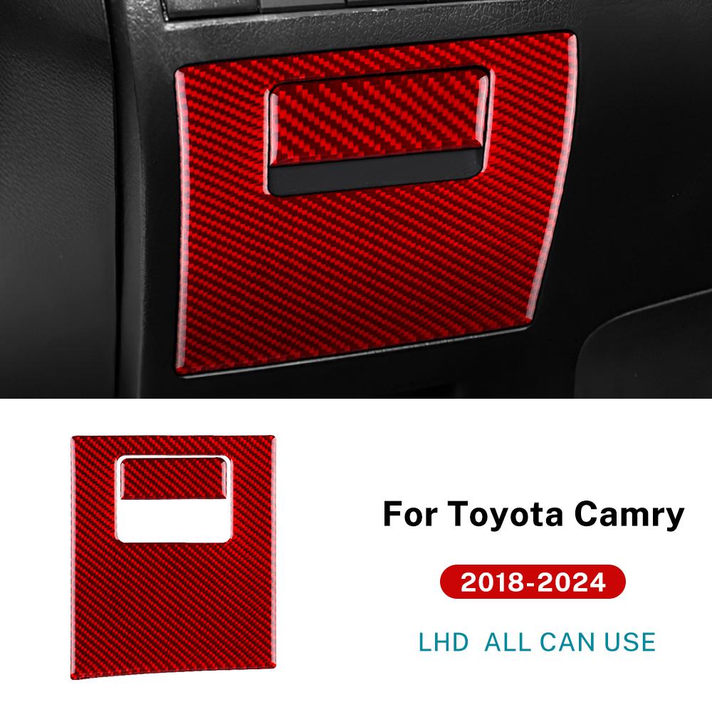 For Toyota Camry 2018-2024 LHD RHD Real Soft Carbon Fiber Car Driver Side Storage Box Handle Panel Trim
