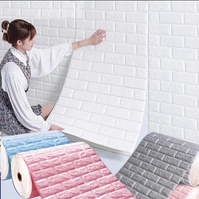 PVC Home Decorations Renovation Room Decor Retro Brick Pattern Wallpaper Foam Wall Stickers DIY 70cmX1m Self-adhesive 3D