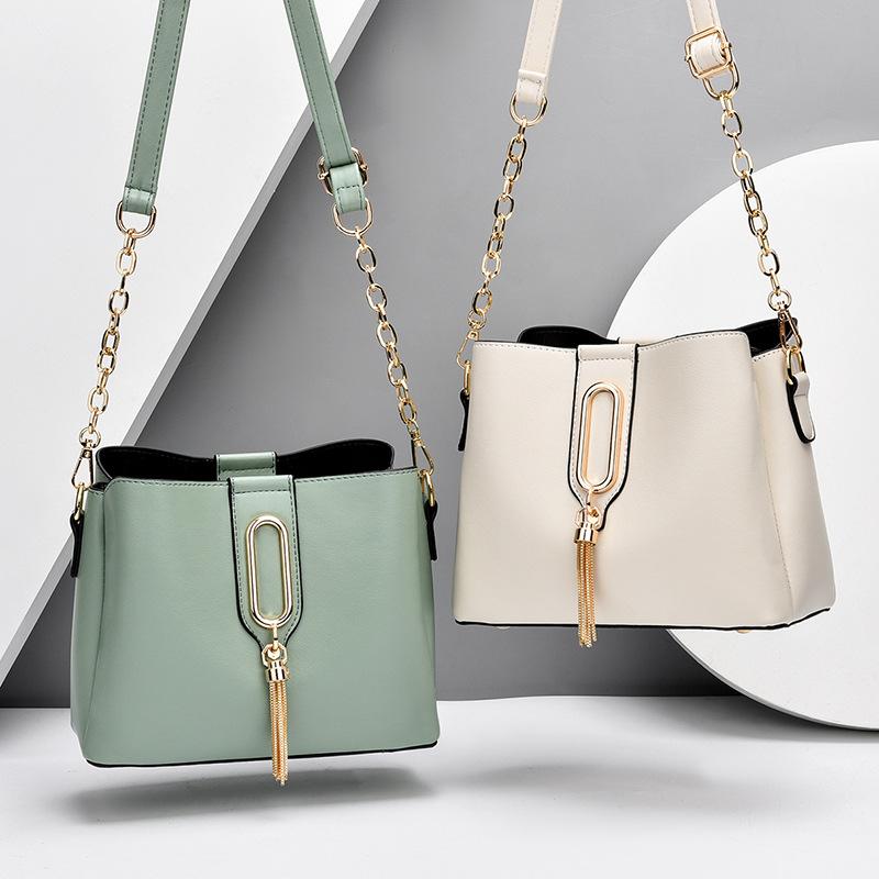 Yogodlns Модная женская сумка-ведро через плечо, винтажная дизайнерская сумка-мессенджер с кисточками, высококачественная сумка через плечо из искусственной кожи, простая сумка