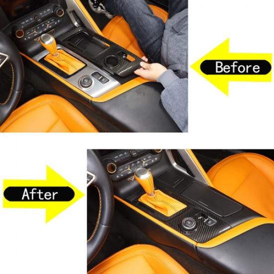 ABS Carbon Central Control Gear Trim Cover Accessories For Corvette C7 2014-