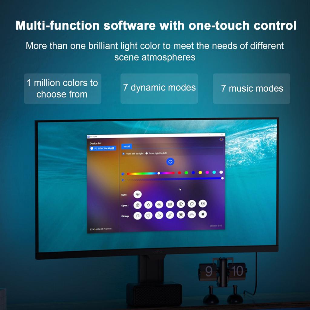 RGB Phantom Ambiance Display Светодиодная лента Музыкальный ритм Динамический свет Синхронизация Управляемый цвет программным обеспечением