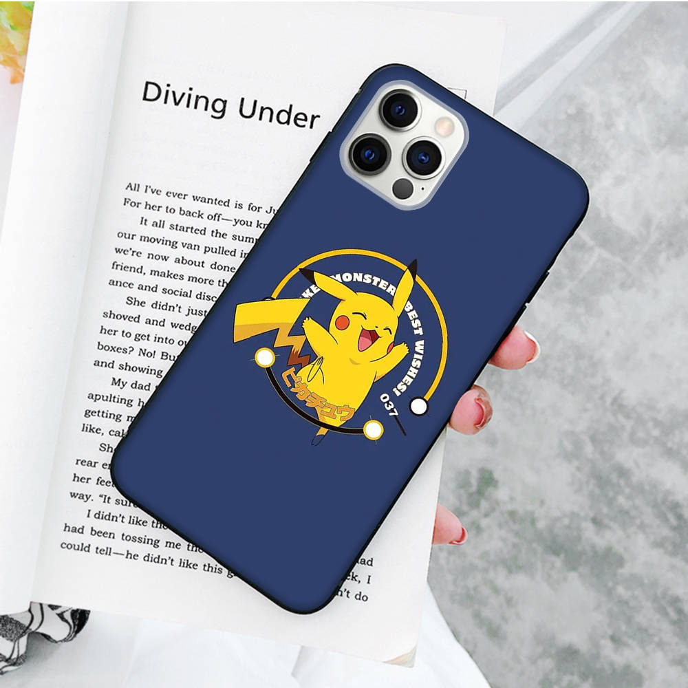 JP34 Pikachu Black Soft Case for Xiaomi Poco X6 X4 M5 M6 F5 F6 C65 C55 C50 C51 C40 Pro Redmi 14C A3X 13C 12C 11T 10A 9C Note 7 6 8A Plus