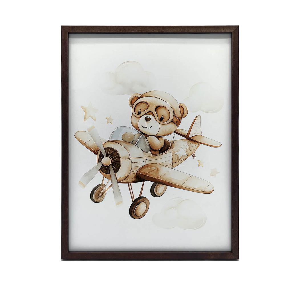 Plakat Latajacy Miś Plakat Latajacy Miś, 50X70 Cm, Rama Drewniana Jasny Dąb, Papier Matowy 230 Gsm