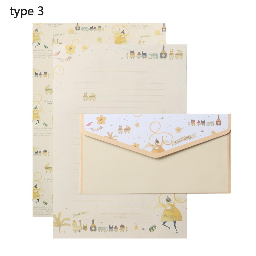 Винтажная цветочная писчая бумага для печати 6 шт. разного дизайна, канцелярские товары для писем с 3 конвертами