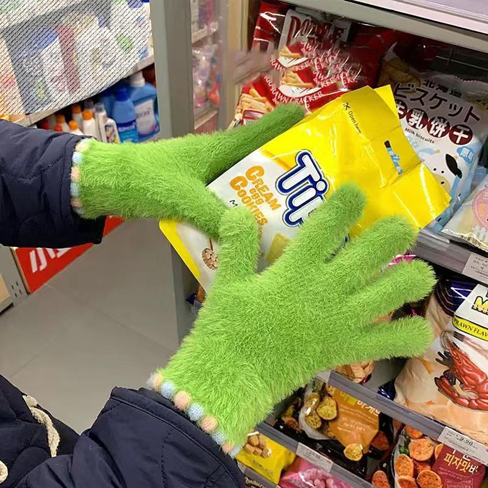 Elastic Fleece Women's Gloves Korean Style Ski Mittens Mink Velvet Gloves For Girls Winter