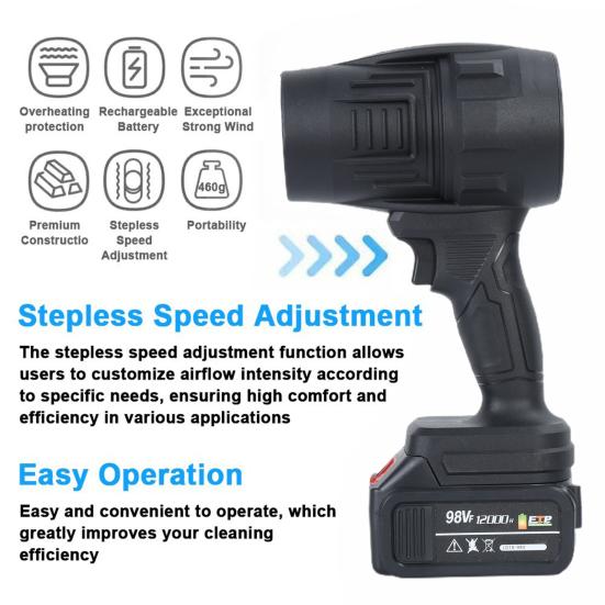 Беспроводной турбовентилятор с большим объемом воздуха, высокой скоростью, низким уровнем шума, бесщеточным двигателем, перезаряжаемый многоцелевой
