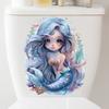 Игривая Русалка и Кораллы Наклейка на Крышку Унитаза Водонепроницаемая Самоклеящаяся Съемная Наклейка для Ванной Комнаты WC Декор