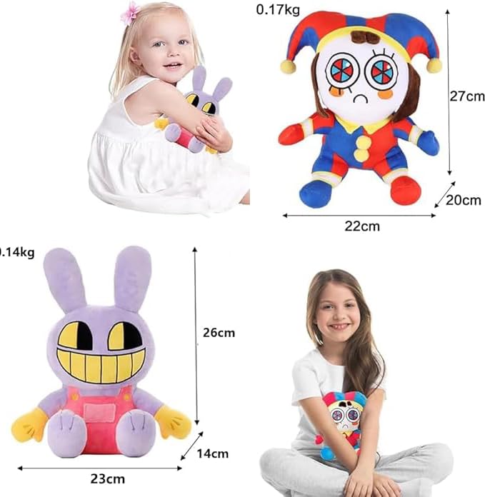 GenPick Amazing Digital Circus Plush Toys: Pomni, Jax, Otchin, Mascagna, and Clown, 2-Piece Set, 25cm, PP Cotton, Gift