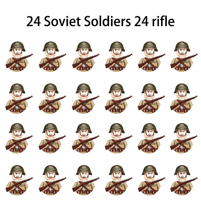 Нетоксичные 24 шт. Военные Фигурки Вторая Мировая Война Военный Продукт Фигурка Солдата Строительные Блоки Детский Праздничный Подарок Игрушки Подарки Забавные