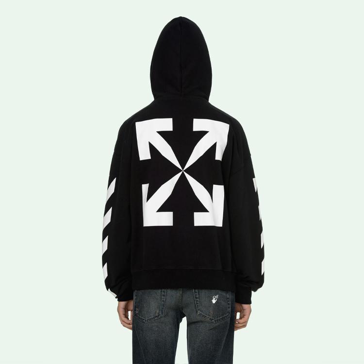 Off-White Синие черные мужские топы с капюшоном Monalisa OMBB037R21FLE0011001