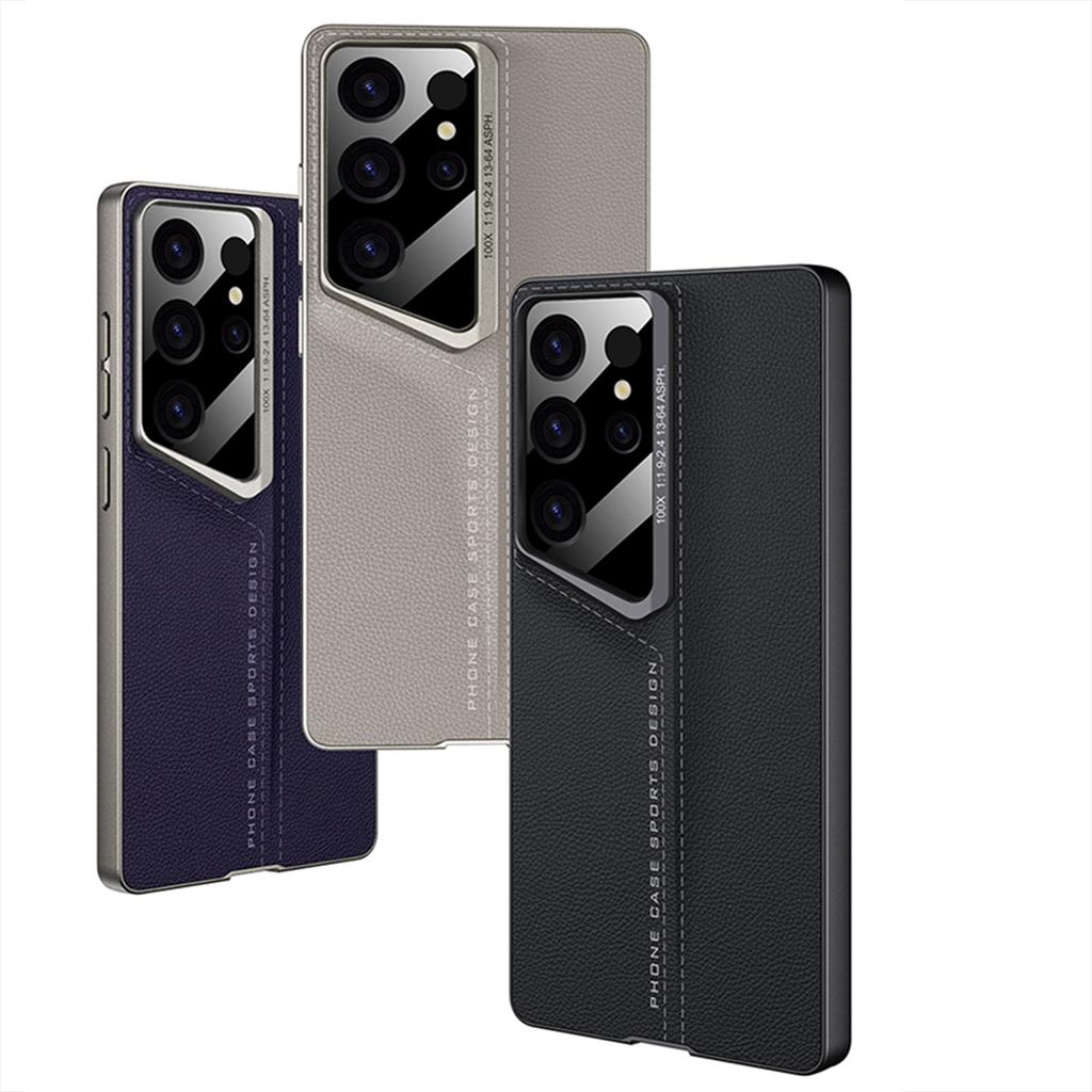 Samsung S25ultra Mobile Phone Case Suitable for S25Ultra Blade Plain Leather Protective Case Fashionable Anti Fall