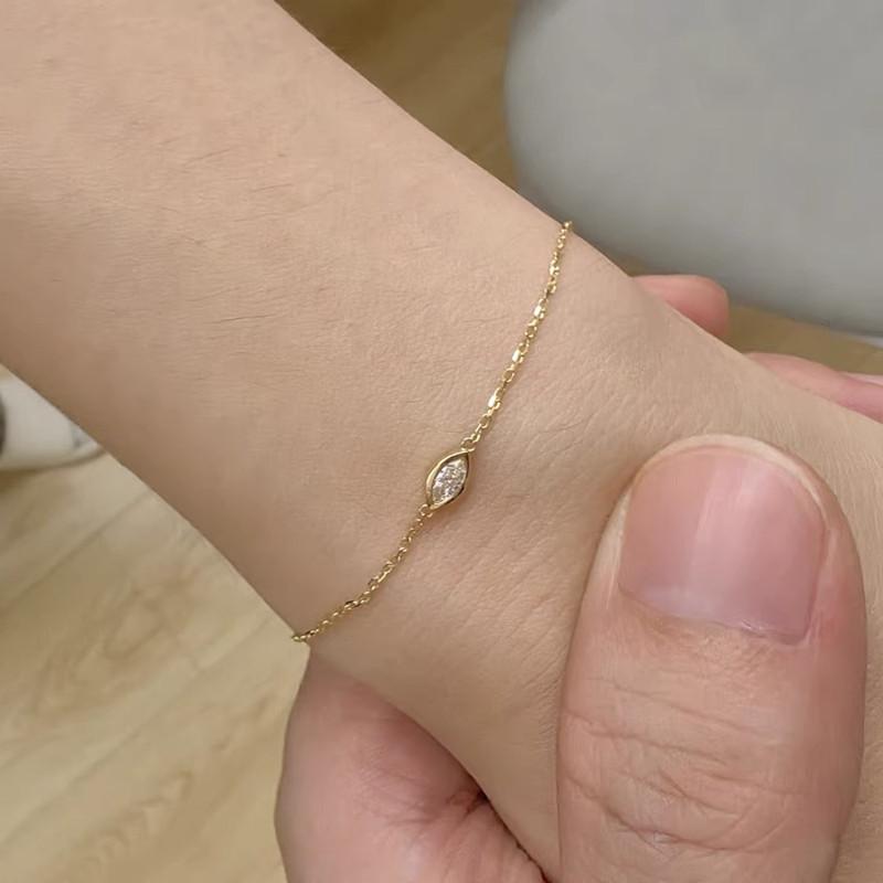 S925 Sterling Silver Horse Eye Diamond Bracelet Female Special-Interest Design Light Luxury Triangle Shape Bracelet