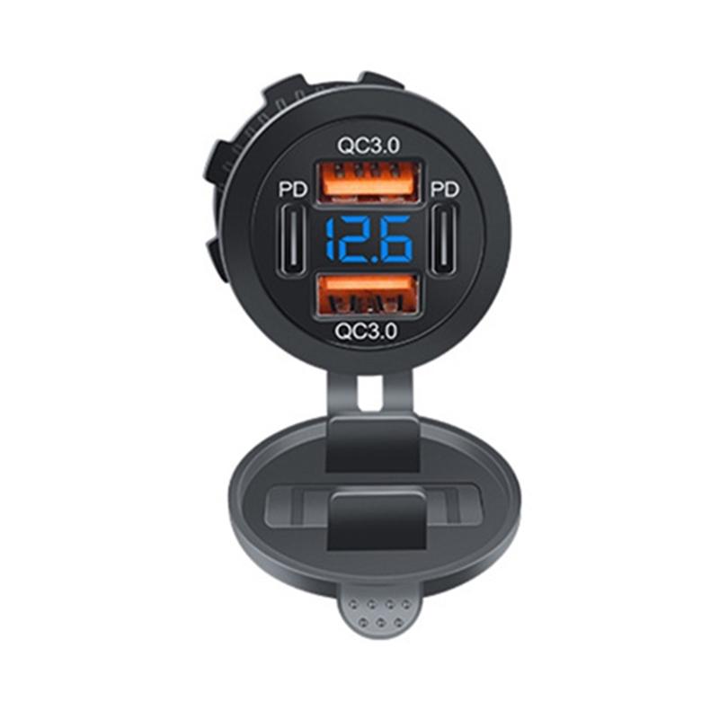 Розетка USB 12В-24В Автомобильная розетка USB для зарядки Двойная QC3.0+Двойная PD Type-C розетка USB-порт для лодок Морской грузовик