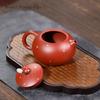 11.8x7cm Chinese handmade purple clay single person tea pot, raw ore, red clay round belly tea pot, tea set Handmade