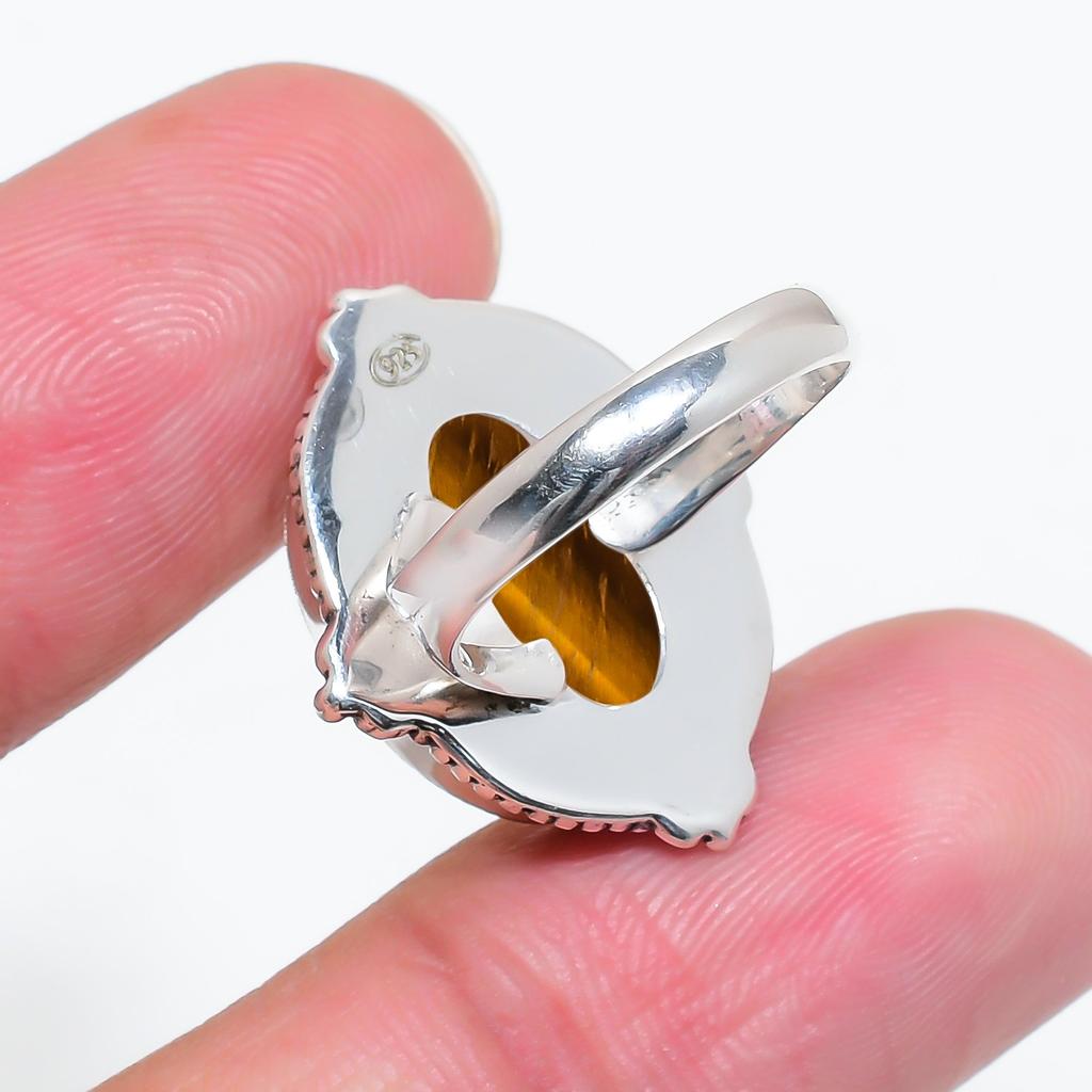 Yellow Tiger Eye - South Africa 925 Sterling Silver Ring V4564, Yellow Ring, Oval Ring, Valentin's Day Gift, Gift For Her, Birthday Gift, Handmade Jew