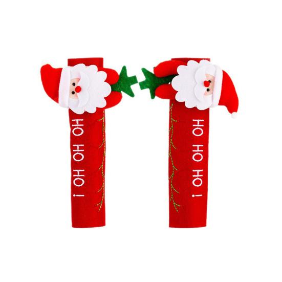 Yousheng 1 Pair Christmas Refrigerator Handle Gloves Santa Claus Snowman Elk Kitchen Fridge Handle Cover Set Home Decoration