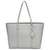 Tory Burch Сумка-тоут Perry с логотипом, открытая, три отделения, фактурная кожа, женская, цвет Feather-Gray (Пепельно-серый) 81932-020