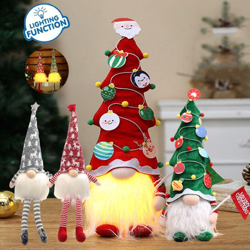 Incredibly Soft Christmas Gnomes With Led Lights Plush Dolls Xmas Ornament
