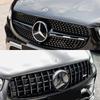 New C200 E200  For Mercedes Benz Chrome Silver Black Front Grille Star Badge Emblem OE Style Flat Surface For Mercedes Benz GLC-
