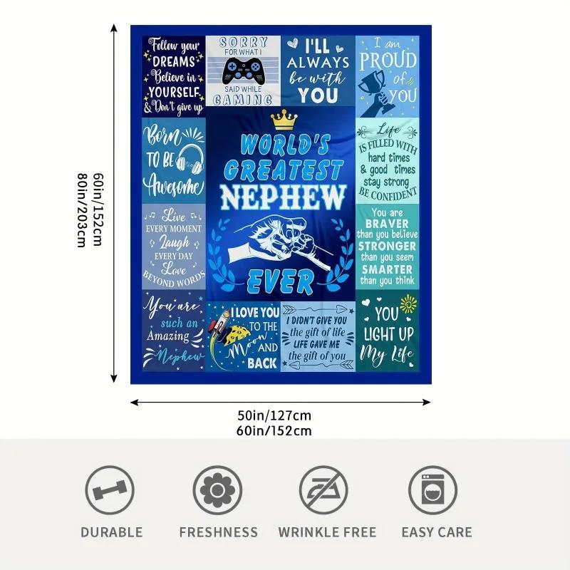 My Nephew Blanket From Aunt Uncle Blanket for Nephew, Nephew Gifts From Uncle Idea Gifts Soft Flannel Throw Blanket 80"x 60"