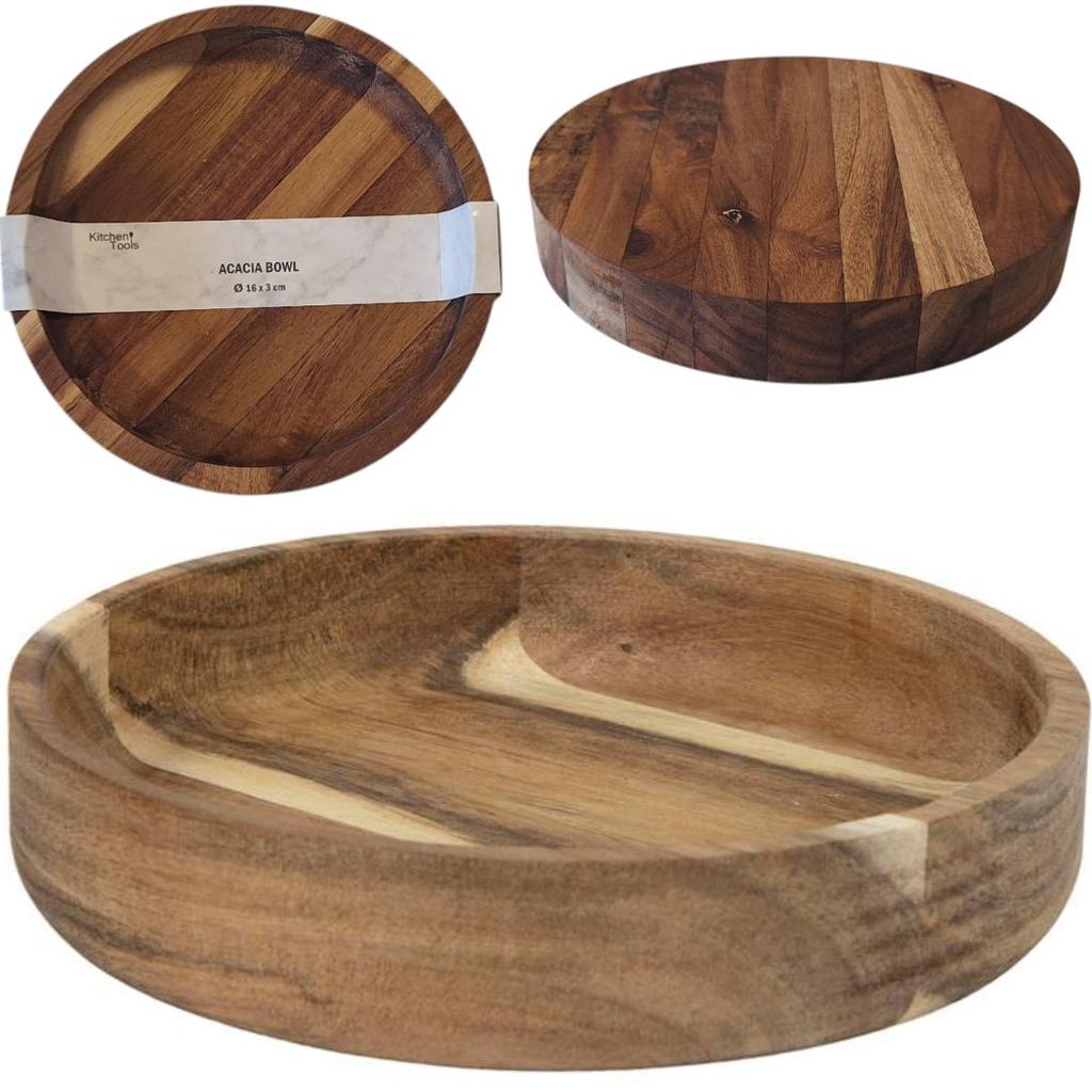 PLATE MADE OF ACACIA WOOD FOR SERVING TRAY 16 x 3 cm