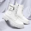 British Style White Boots Men High Quality Leather Platform Boots Man Outdoor Men Bikers Boots Comfy Lace-up Ankle Boots Design