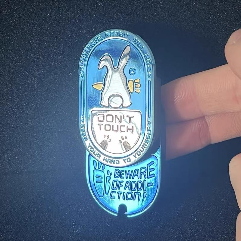 Edc Мультяшный Кролик Узор Антистресс Толкающая Карточка Снятие Напряжения Тактильный Хрустящий Звук Металлический Толкатель Слайдер Снятие Стресса Игрушка для Кончиков Пальцев