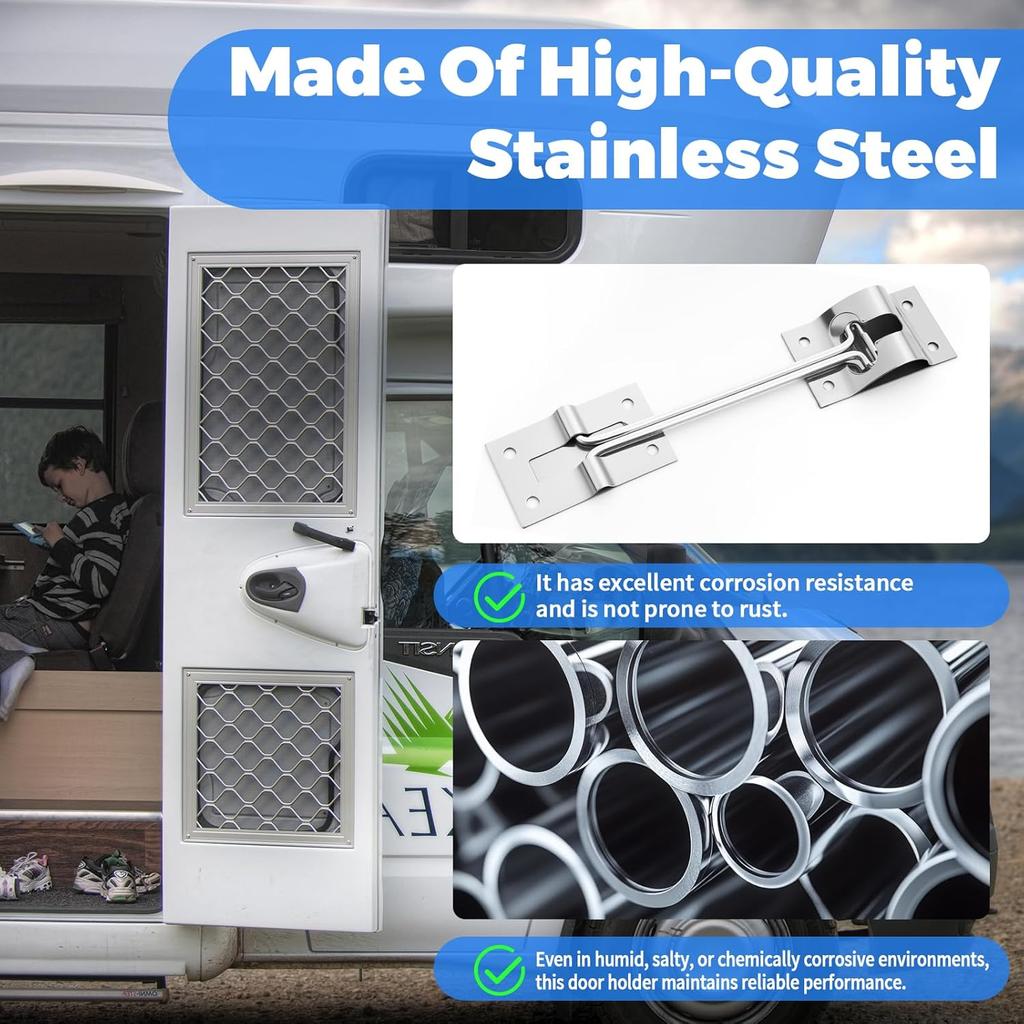 Rv Door Holder 304 Stainless Steel Thicker 6" T-Style Door Holder Catch for Trailer Door Holder,Camper, Travel Trailer, Cargo, Truck & Van Door