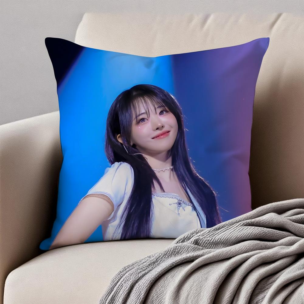 Popular Kpop Idol QWER HHina Jang Nayoung Cushion Cover Pillowcase Antidustmite Invisible Zipper Short Plush Sofa Cushion