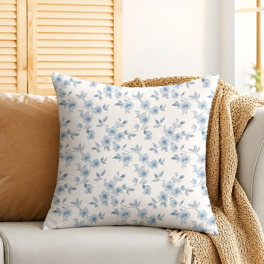 Fashion Small Florals Cushion Cover Silky Short Plush Invisible Zipper Dustproof Sofa Pillow Case For Home Decor