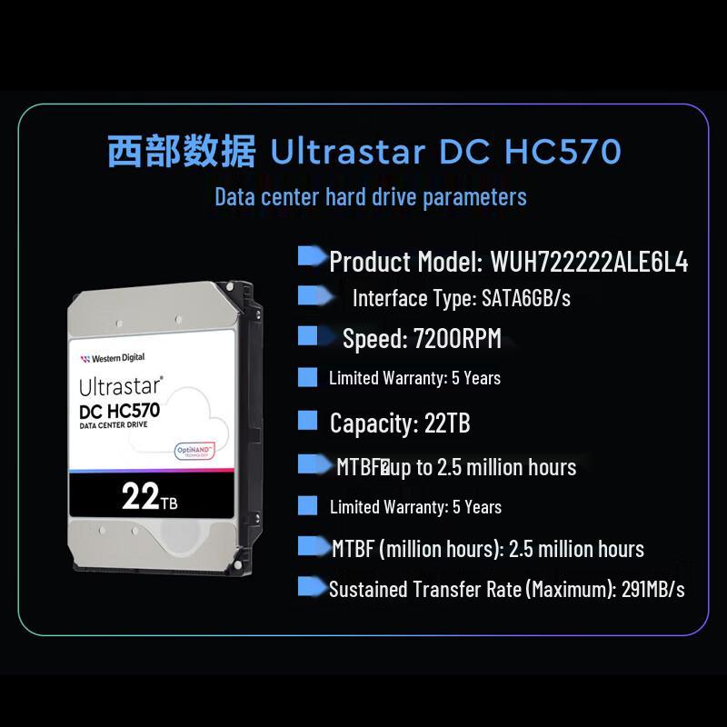 Western Digital WD HC560 22TB Enterprise SATA 7200 RPM Hard Drive