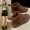 Флисовые сапоги для зимы женские 2025 года, осень и зима, новые универсальные, интернет-знаменитости, теплые, короткие ботинки Martin на платформе, хлопковая обувь