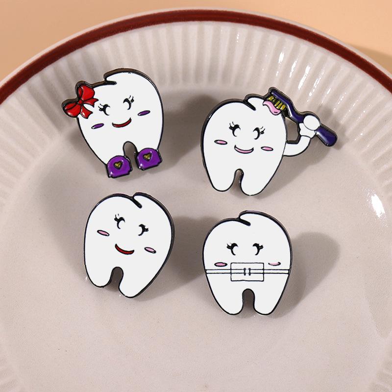 Трансграничная серия Fun Teeth: Любовь Зубы Защита Десен Мультяшная Брошь Подарок