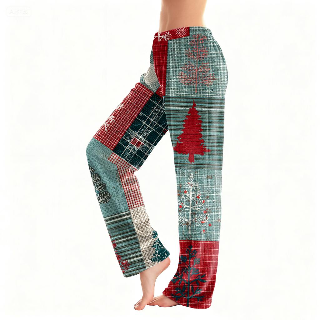 Женские повседневные модные фланелевые брюки с рождественским принтом, пижамные брюки