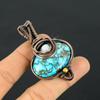 Tibetan Turquoise Gemstone Copper Wire Wrap Handmade Pendant Jewelry For Gift