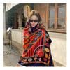 Womens Lightweight Cotton Linen Scarf With Ethnic Print Boho Wrap Shawl Beach Travel