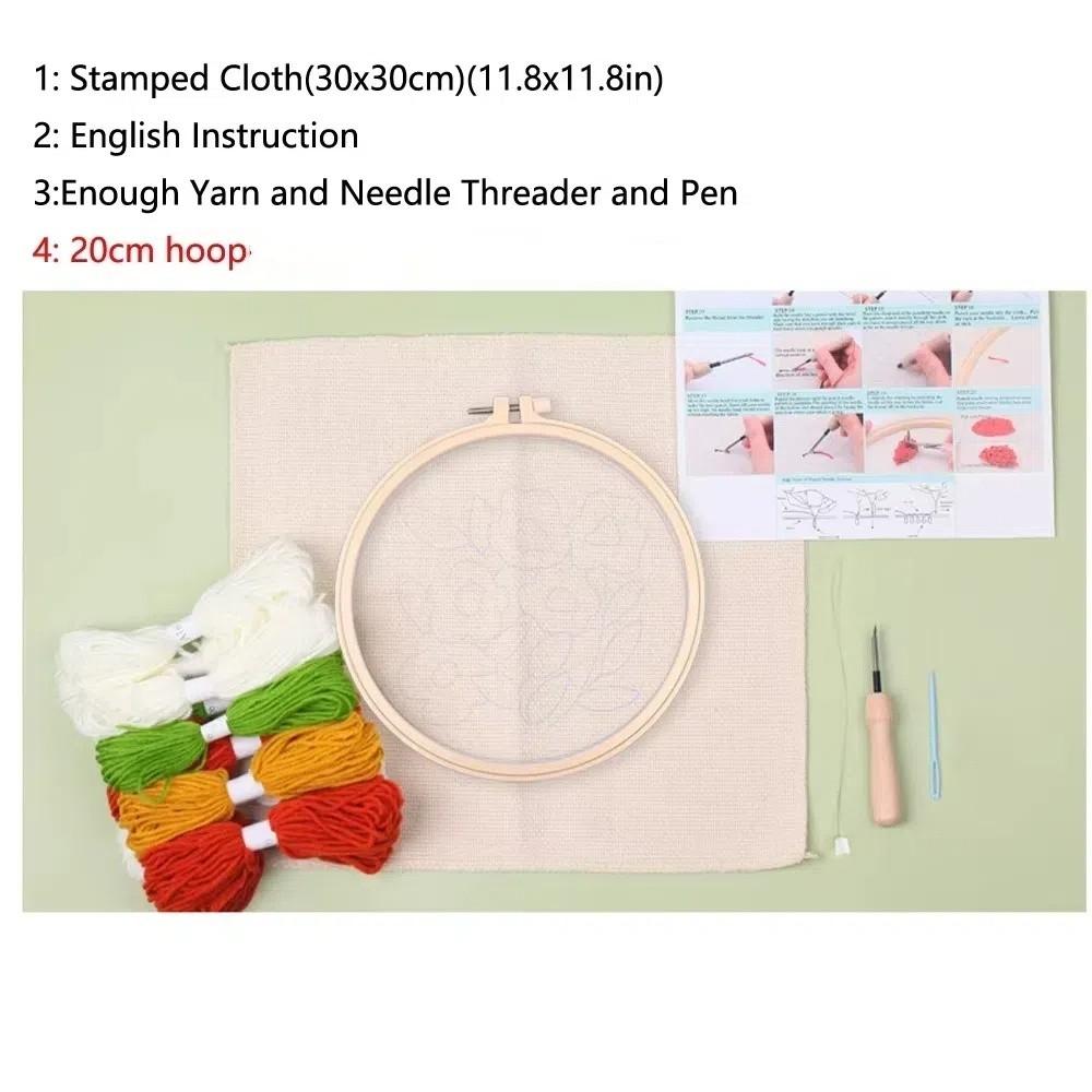 Набор для вышивки гладью и тамбурной вышивки "Тюльпан и Подсолнух" с пяльцами, набор для коврика, набор для вышивки своими руками