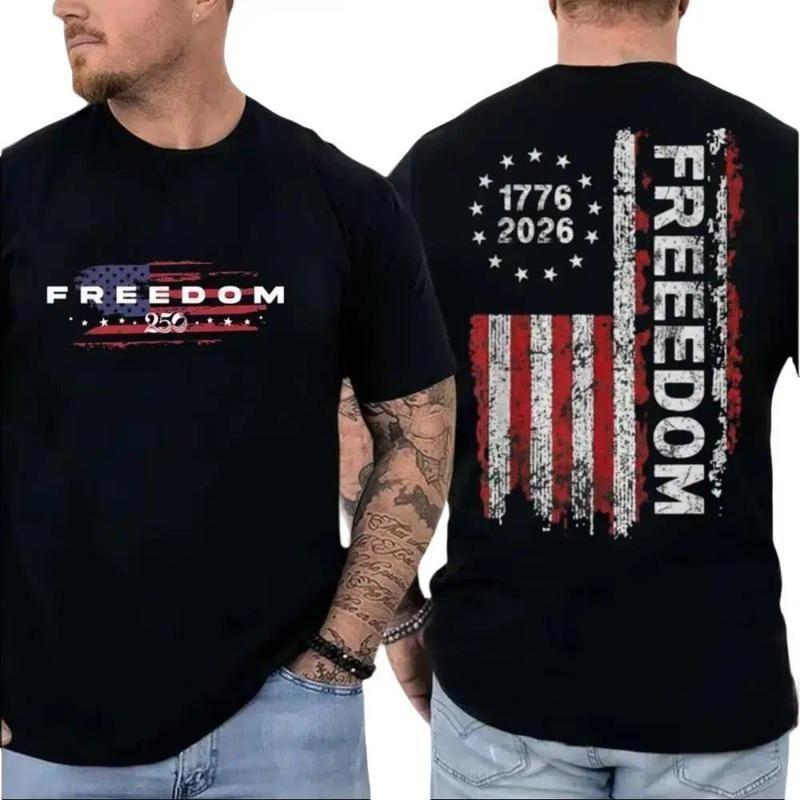 Freedom 1776–2026 T-Shirt – Patriotic USA Flag Vintage Distressed Graphic, 250 Y