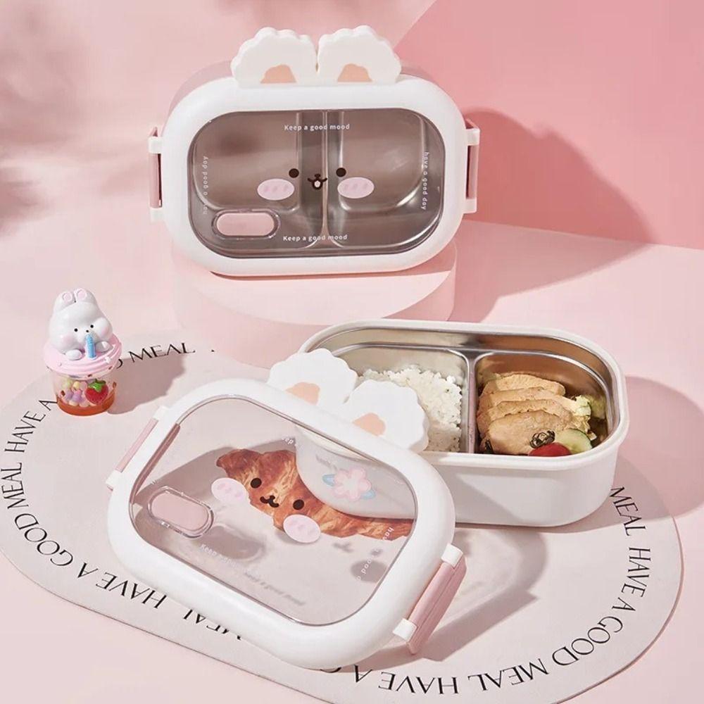 Portable Divides Lunch Box Cartoon Meal Box Food Containe Stainless Steel Lunch Box  HOME