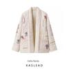 Kaslead Новое поступление Женская одежда Модный стиль Стильный Простой и универсальный Повседневный Вышитый Кимоно Хлопковое пальто с подкладкой