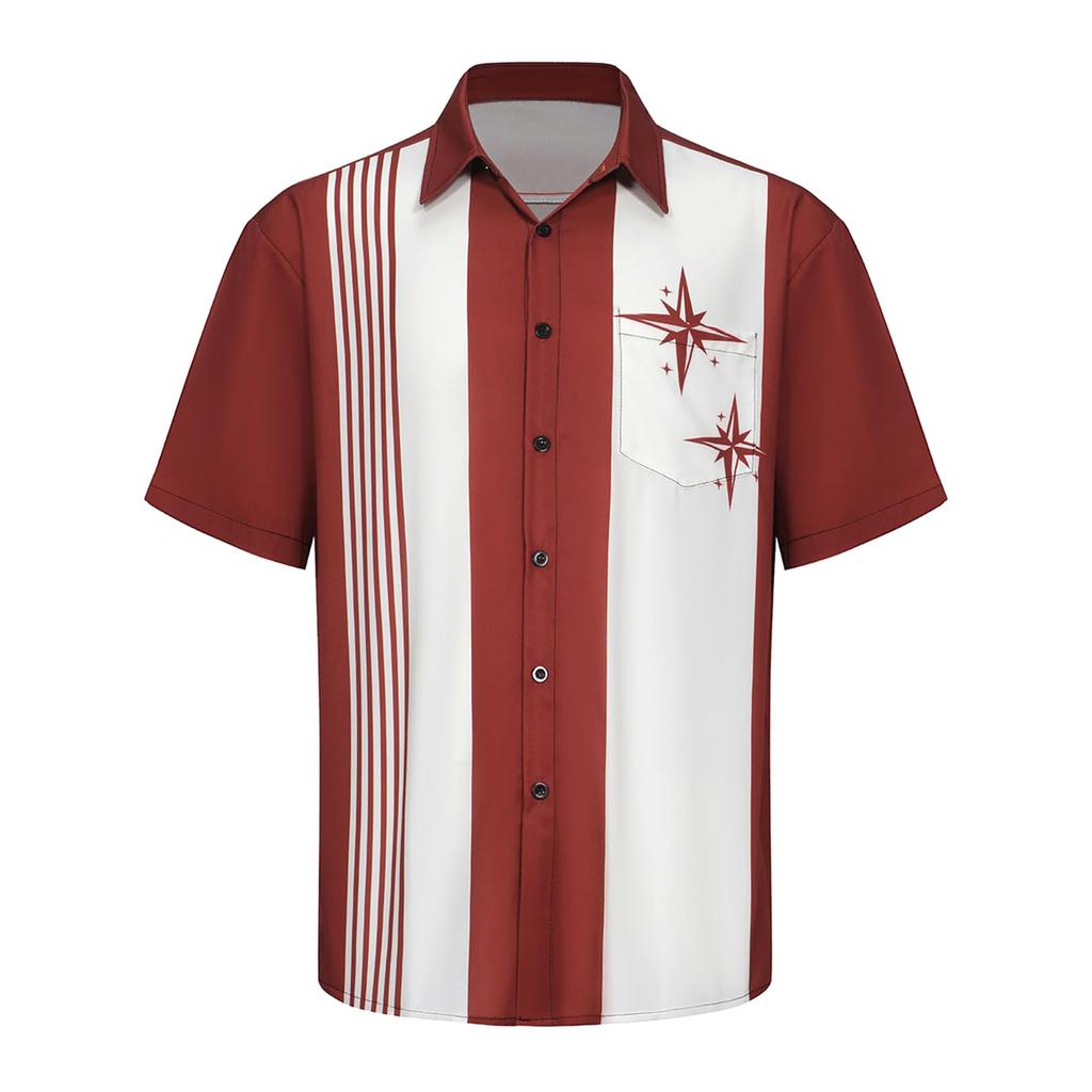 Hawaiian Shirt For Men, Men's Vintage Button Down Bowling Shirts Short Sleeve Summer Beach Shirt