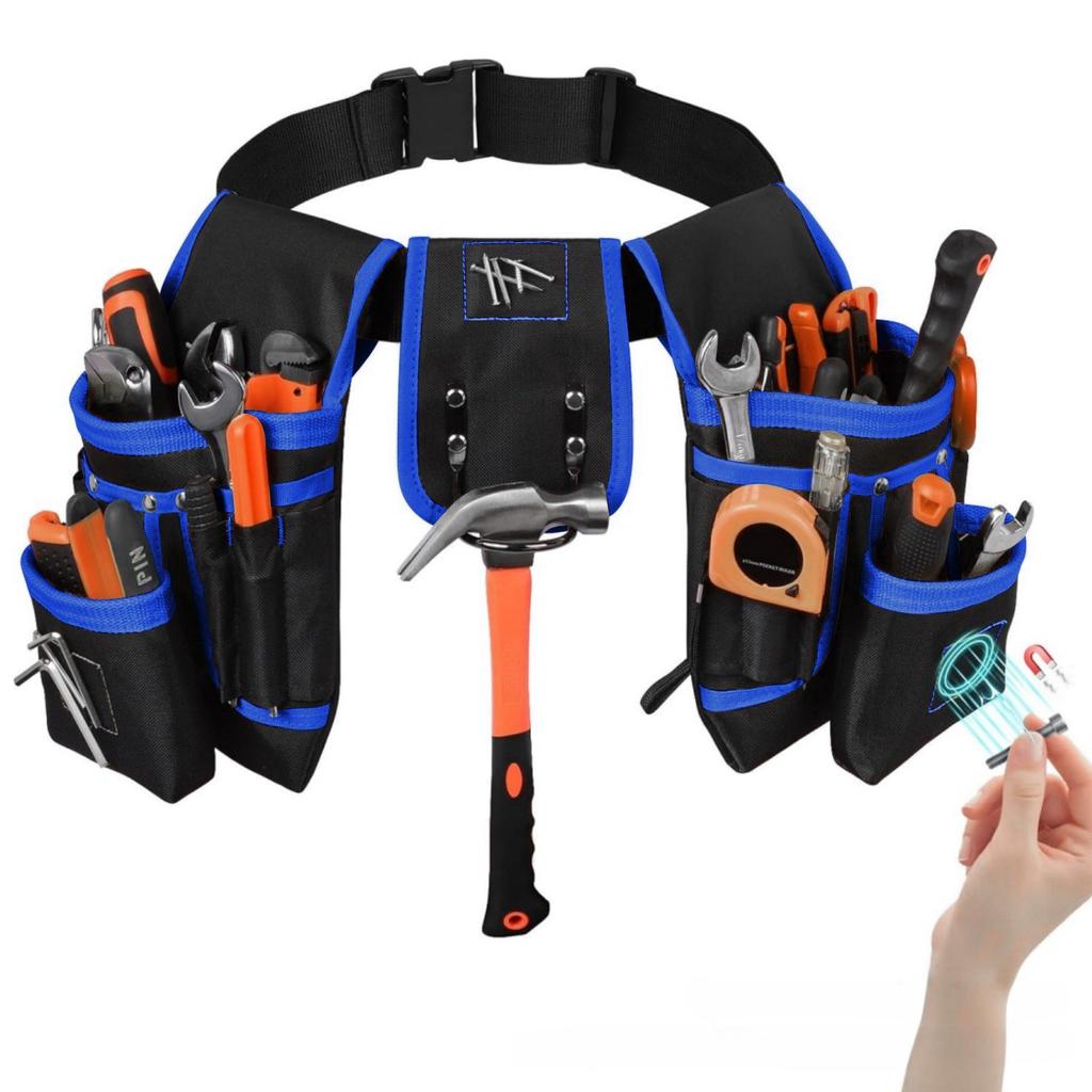 Сверхпрочный магнитный пояс для инструментов, многокарманная сумка для инструментов с 26 петлями, съемный поясной органайзер для электриков и строителей
