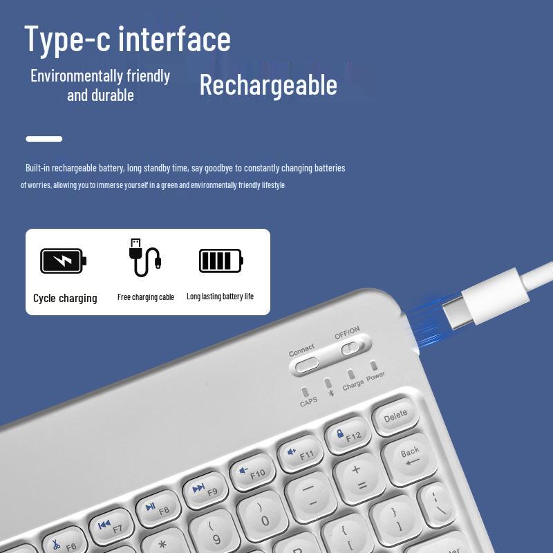 Круглая колпачковая Bluetooth-клавиатура с перезаряжаемой батареей для iPad, телефона, планшета, ноутбука - Портативная волшебная внешняя клавиатура