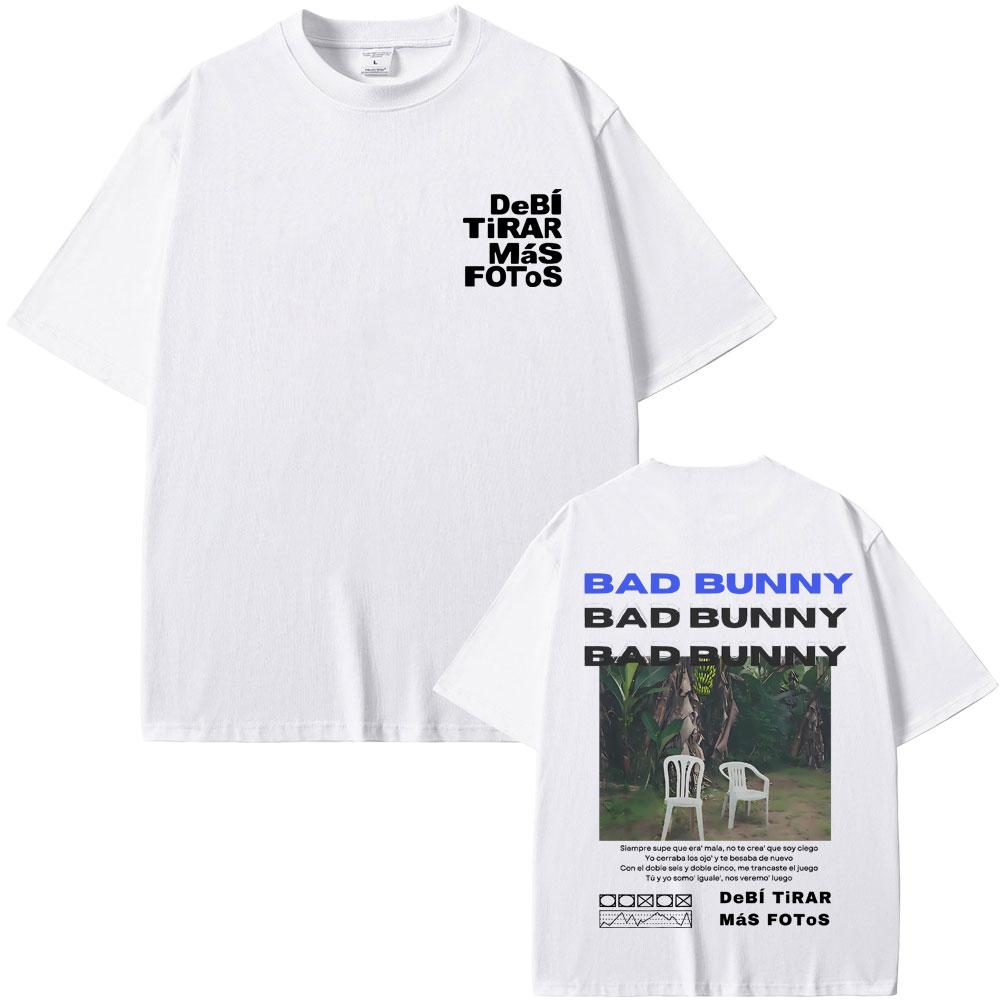 Знаменитая футболка для рэпера Bad Bunny DeBi TiRAR MaS FOToS DTMF Футболка Графика Унисекс Хлопковая футболка Унисекс Хип-хоп Ретро Мода