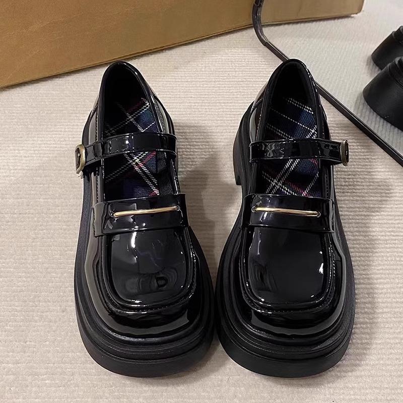Французские туфли на платформе, женские кожаные туфли в британском стиле, универсальные черные туфли Мэри Джейн в японском стиле