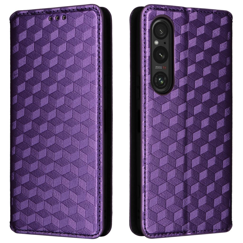 Чехол для Sony Xperia 1 VI с ромбовидным узором, магнитным закрытием, кожаный кошелек-обложка для телефона